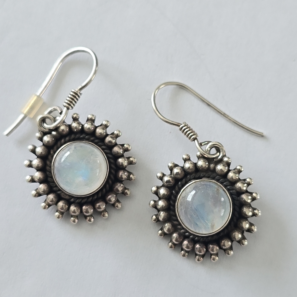 925 sterling silver Rainbow moonstone  Earrings
